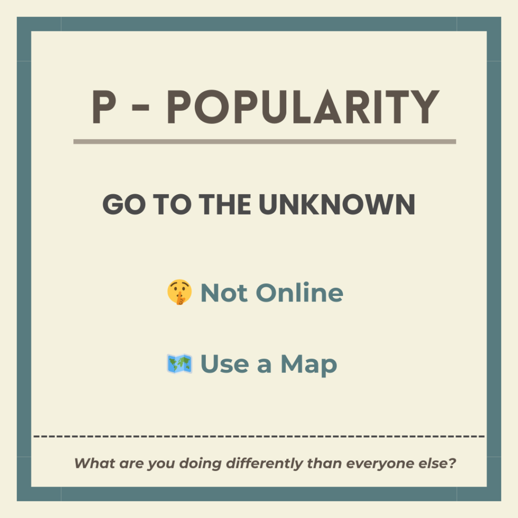 A visual breakdown of how the popularity of outdoor destinations affects crowd levels and how to avoid crowds in the outdoors.