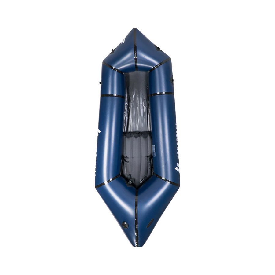 Bird’s-eye product view of the Kokopelli Hornet-Lite, an ultralight packraft in the Optimum Adventures packraft fleet for backpacking and alpine lake adventures.